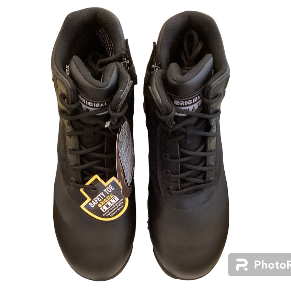 Work Boots SWAT Men’s Boots, Size 9.5 , Black . Safety Toe,Waterproof, New
